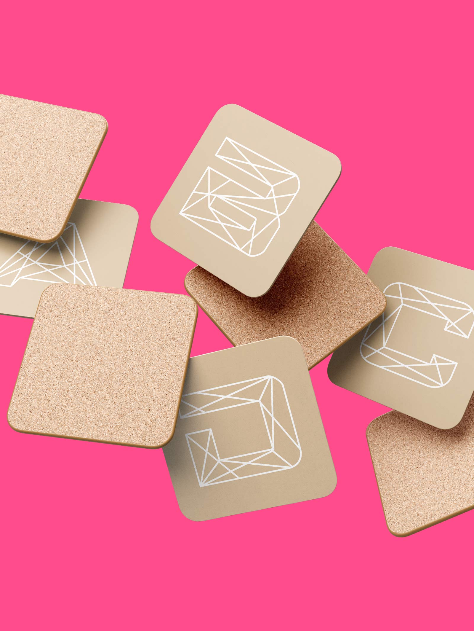 Geometric Gold Monogram Coasters (Set of 4)